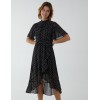 Blouson Wrap Skirt Ruffle Midi Dress