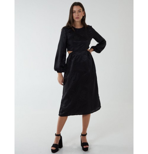 Crew Neck Cut Out Midi Dress