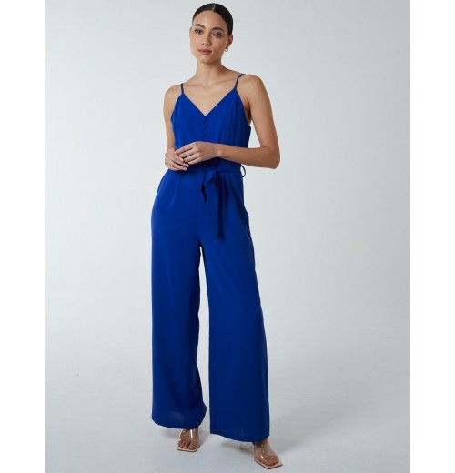 Button Front Strappy Jumpsuit