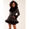 PU Faux Fur Trimmed Belted Coat