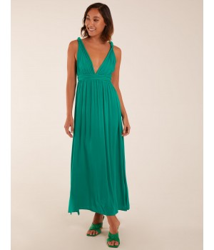 Rope Detail Plunge V-Neck Split Hem Maxi Dress