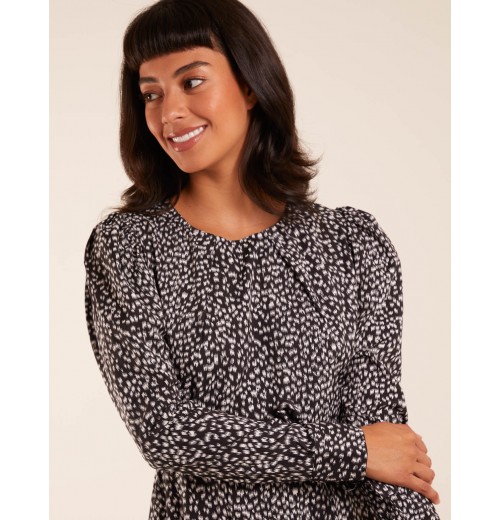 Leopard Print Round Neck Skater Mini Dress