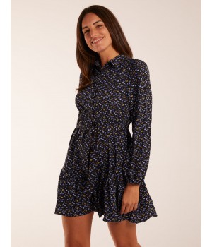 Ruched Shoulder Mini Shirt Dress