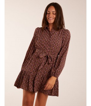 Ruched Shoulder Mini Shirt Dress