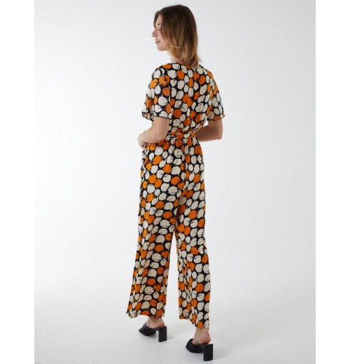 Abstract Honeycomb Cross Over Jumpsuit