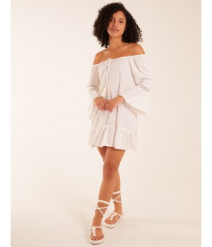 Bardot Tunic Dress With Frill Hem