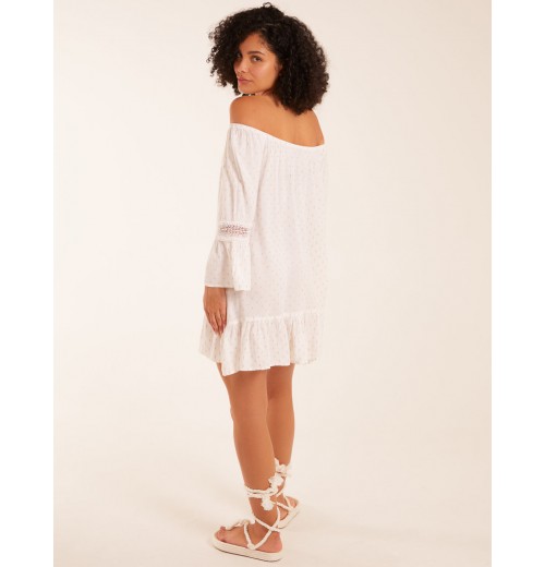 Bardot Tunic Dress With Frill Hem