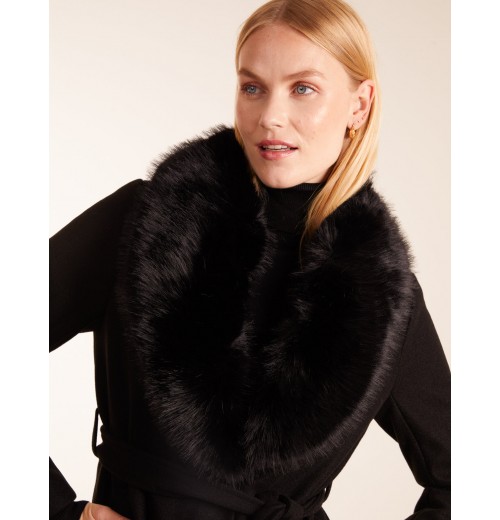 Faux Fur Collared Belted Coat