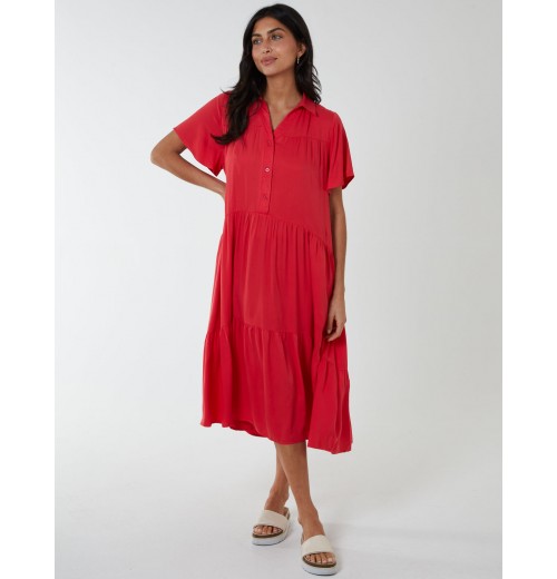 Drop Waist Tiered Midi Dress